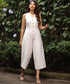 Vneck Princess Line Linen Jump Suit